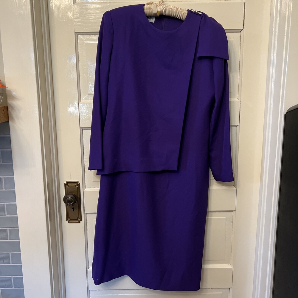Vintage Henry Lee Women Purple Long sleeve Dress USA Size 10 MOB Special Event